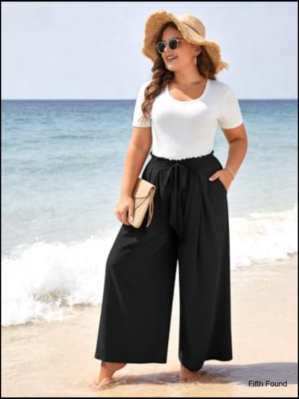 Wide Leg Pants with Pockets High Waisted Plus Size Palazzo Pants Casual Flowy - Picture 3 of 7